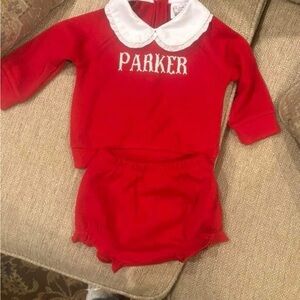 “PARKER” French knot -2 piece outfit/ diaper set -size 12 mo- soft ribbed knit